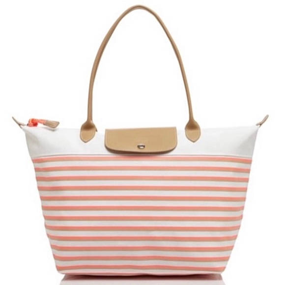 Longchamp Le Pliage Neon Stripe Mariniere Tote Bag - Picture 1 of 12